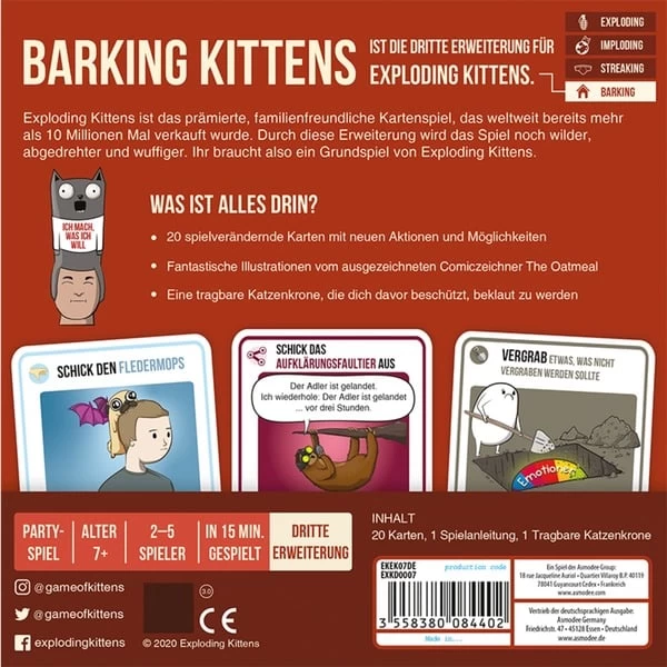 Asmodee Exploding Kittens - Barking Kittens, Kartenspiel – Bild 3
