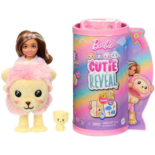 Mattel Barbie Cutie Reveal Chelsea Kuschelweich Serie - Löwe, Puppe