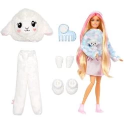 Mattel Barbie Cutie Reveal Cozy Cute Serie - Lämmchen, Puppe