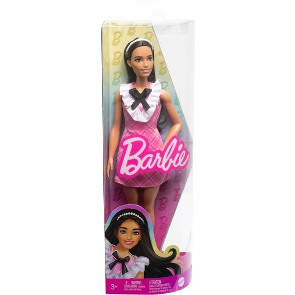 Mattel Barbie Fashionistas-Puppe Mit Schwarzem Haar Und Karokleid – Bild 6