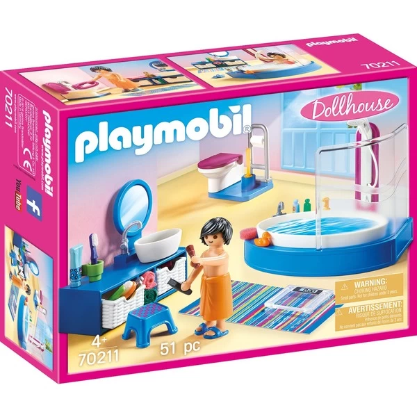 PLAYMOBIL 70211 Dollhouse Badezimmer, Konstruktionsspielzeug