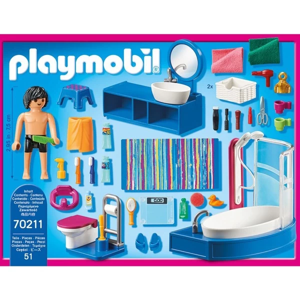 PLAYMOBIL 70211 Dollhouse Badezimmer, Konstruktionsspielzeug – Bild 2