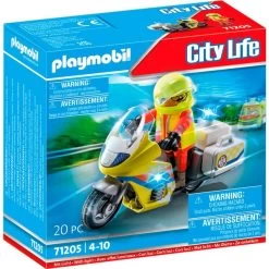 PLAYMOBIL 71205 Notarzt-Motorrad Mit Blinklicht, Konstruktionsspielzeug