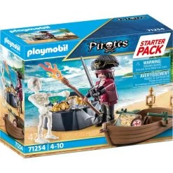 PLAYMOBIL 71254 Pirates Starter Pack Pirat Mit Ruderboot, Konstruktionsspielzeug