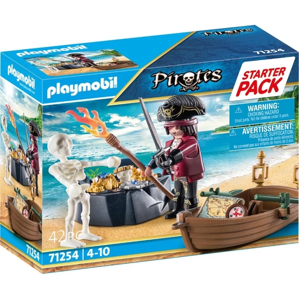 PLAYMOBIL 71254 Pirates Starter Pack Pirat Mit Ruderboot, Konstruktionsspielzeug