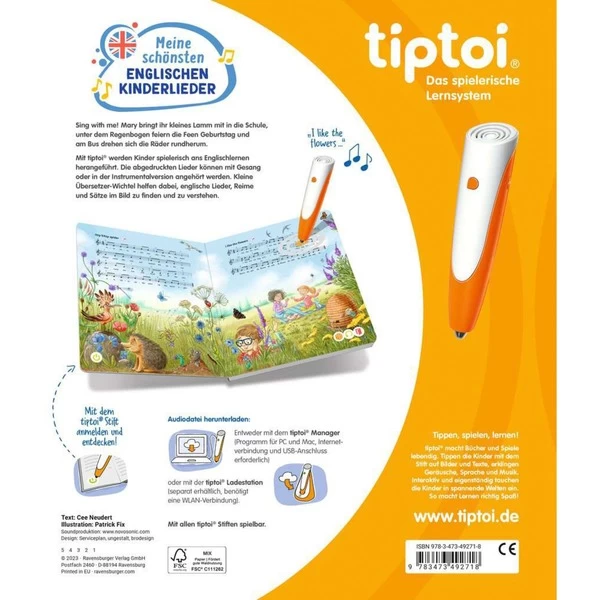 Ravensburger Tiptoi Meine Schönsten Englischen Kinderlieder, Lernbuch – Bild 2